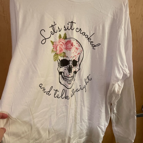 Women's "Let's Sit Crooked & Talk Straight" Long Sleeve Tee - Picture 3 of 6